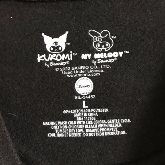 My Melody Kuromi Sweatshirt Womens Large Black Crewneck Screenprint Sanrio - Picture 3 of 3